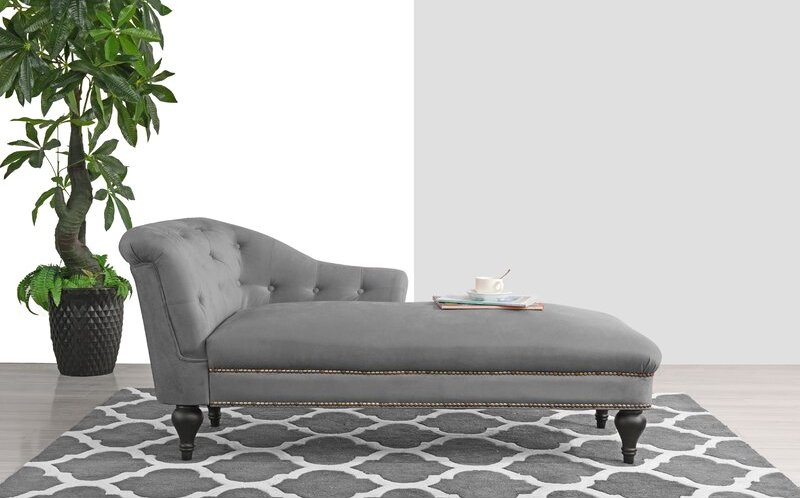 Tufted right arm recessed chaise lounge