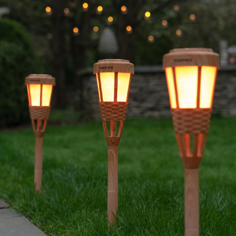 Bamboo solar powered tiki torch