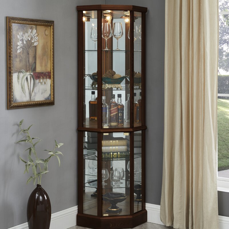 Corner lighted curio cabinet