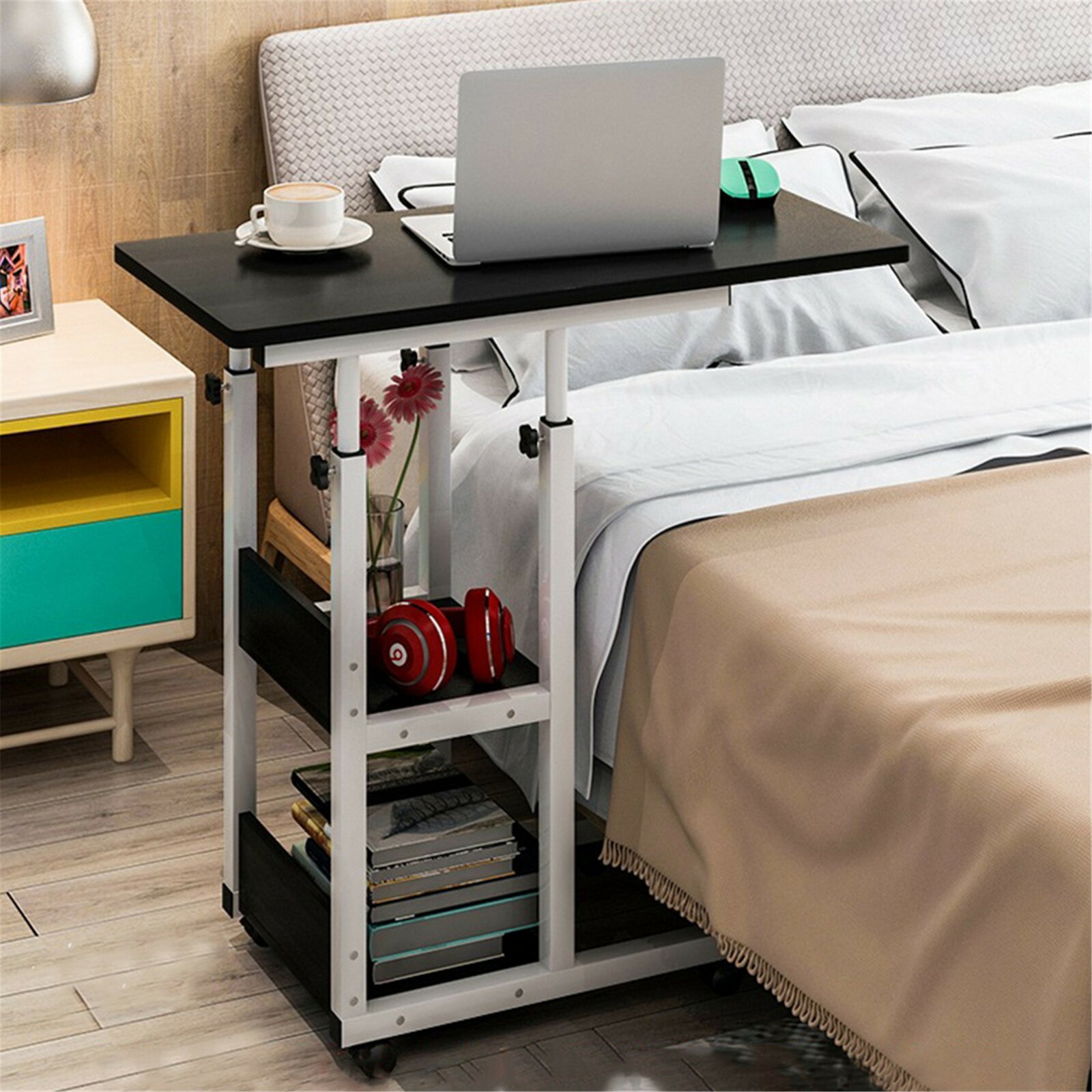 Portable height adjustable laptop tray