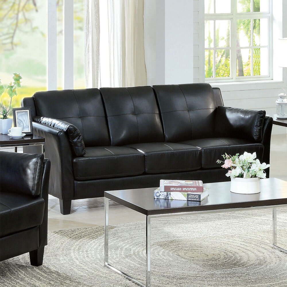 Genuine leather flared arm sofa